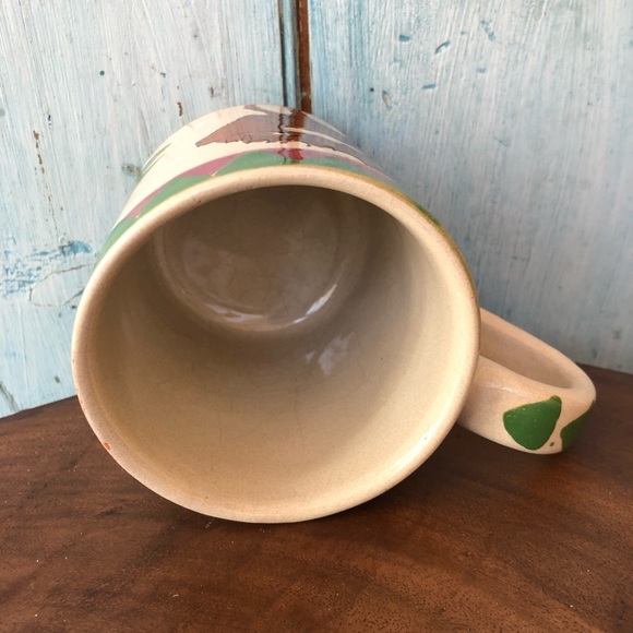 Artisan-made stylized winter mug with moose, pine tree, & snowflakes - Picture 3 of 5